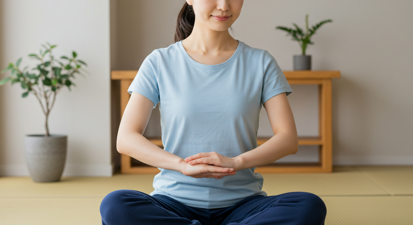 便秘の解消と消化促進をする女性