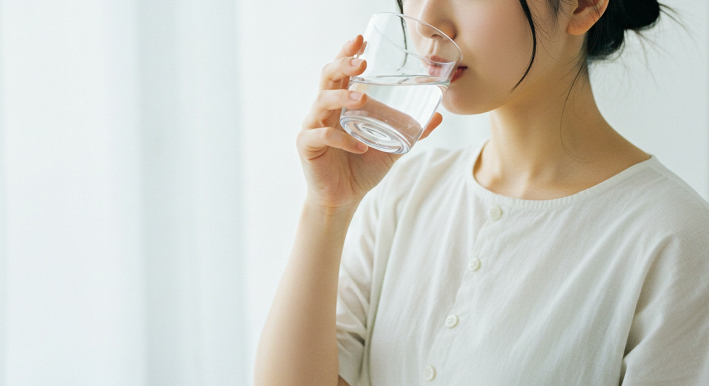 硬水のミネラル補給をする女性