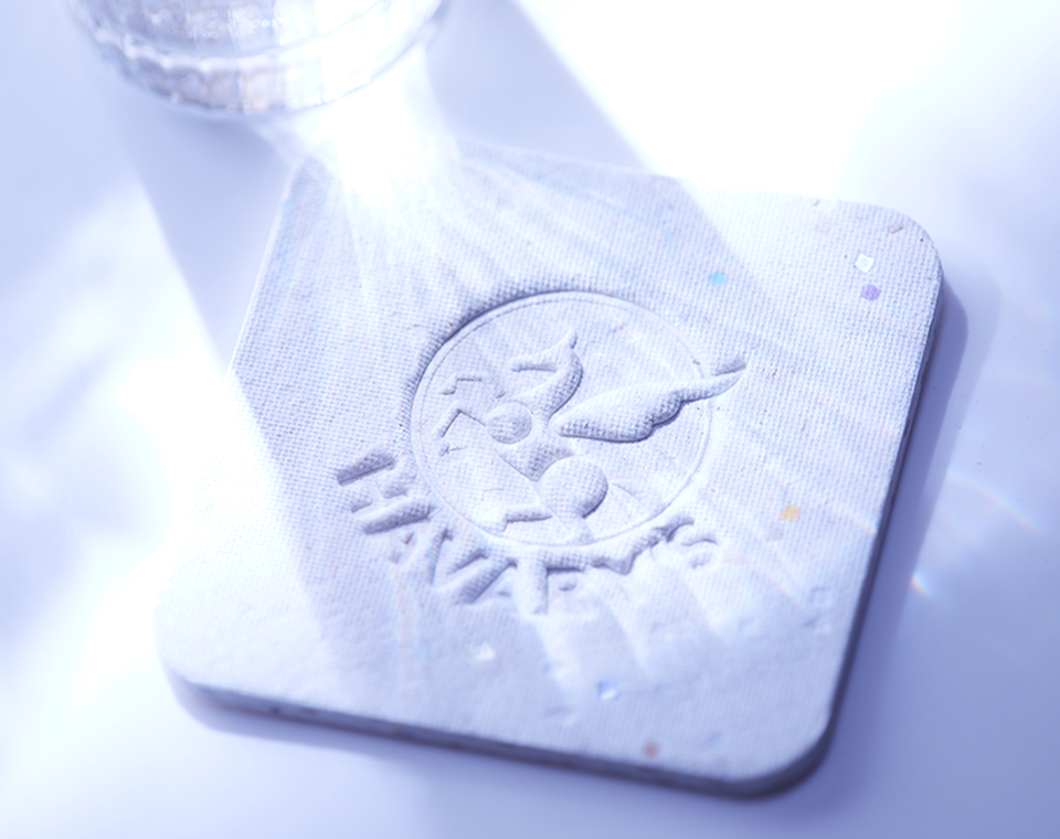 Sustainable coasters upcycled from Havary’s recycled paper cartons